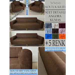 Süet Detaylı Angora Kumaş 3+3+1+1 Komple Giydirme Kanepe&çekyat, Bohem, Porto, Vb. Model Koltuk Kılıfı