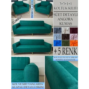 Süet Detaylı Angora Kumaş 3+3+1+1 Komple Giydirme Kanepe&çekyat, Bohem, Porto, Vb. Model Koltuk Kılıfı