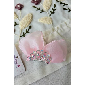 Pembe Yıldızlı Zirkon Taşlı Kız Çocuk Prenses Tacı Pens Toka - Zarif Şık Parti Doğum Günü Saç Tokası