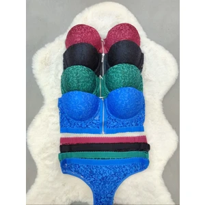 Ekonomik  Dörtlü Önden Açılan Fermuarlı Dantel Detaylı Soft Dolgulu Sütyen - Iç Çamaşır Takımı