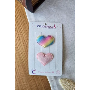 2'li Renkli Kalpli Yumuşak Saçsız Bebek Tokası - Hediyelik Az Saçlı Kız Bebek Toka Seti Hediyesi