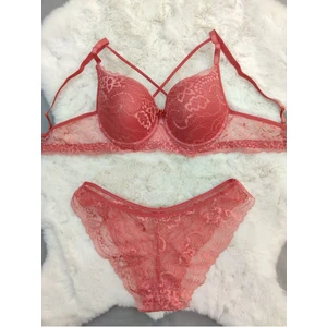 Dantel Detaylı Dolgusuz Çapraz Ipli Balenli Sütyen Külot Takım - Iç Çamaşırı Takımı