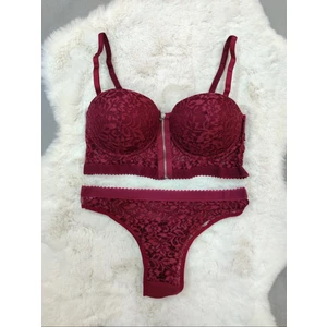 Ekonomik Önden Açılan Fermuarlı Dantel Detaylı Soft Dolgulu Sütyen - Iç Çamaşır Takımı