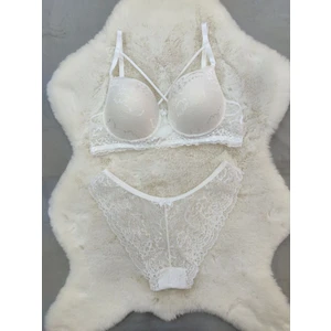 Dantel Detaylı Dolgusuz Çapraz Ipli Balenli Sütyen Külot Takım - Iç Çamaşırı Takımı