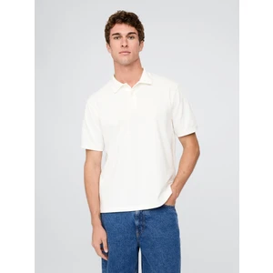 Erkek Beyaz Relaxed Pique Polo T-Shirt