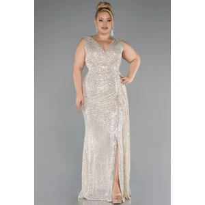 Kolsuz Uzun Pullu Büyük Beden Abiye ABU3194