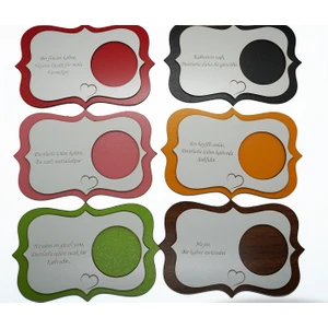 Ahşap – Mdf Lazer Kesim Renkli – Beyaz 6’lı Kahve Fincan Atlığı, Bardak Altlığı, Sunum