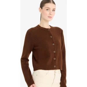 Regular Fit Bisiklet Yaka Basic Düz Düğmeli Soft Touch Yumuşak Triko Hırka E3654AX25WN