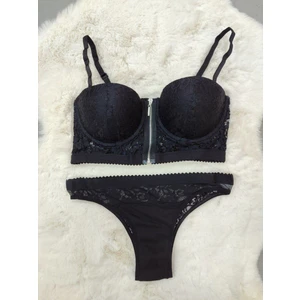 Ekonomik Önden Açılan Fermuarlı Dantel Detaylı Soft Dolgulu Sütyen - Iç Çamaşır Takımı