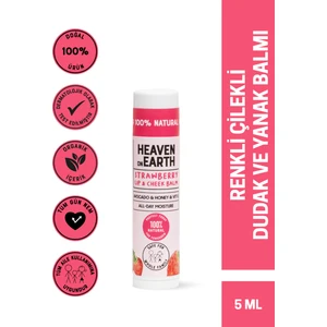 Heaven On Earth %100 Doğal Strawberry Lip & Cheek Balm Nemlendirici Besleyici Renkli ve Çilekli Dudak ve Yanak Balmı