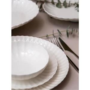 Kütahya Porselen Bone Luz Form Yemek Takımı Beyaz 24 Parça 6 Kişilik