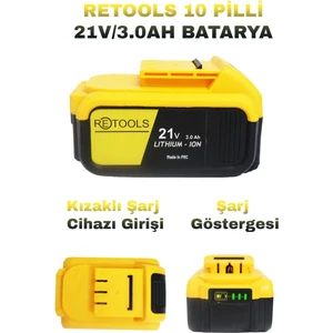 10 Pilli Batarya 21V/3.0AH Sarı