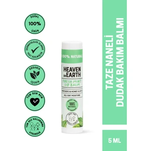 Heaven On Earth %100 Doğal ve Organik Içerikli Fresh Mint Lip Balm Nemlendirici Besleyici Naneli Dudak Bakım Kremi 5 gr
