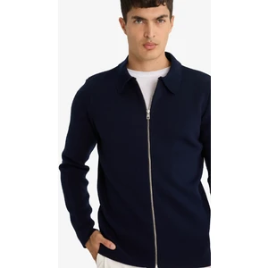 Standart Fit Polo Yaka Basic Düz Fermuarlı Triko Hırka D3592AX25WN