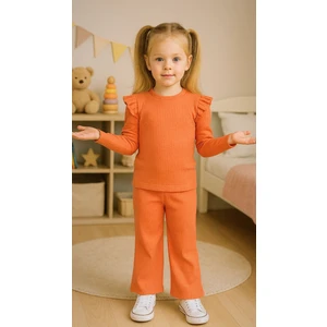 Kız Çocuk Kolları Fırfırlı Alt Üst Takım