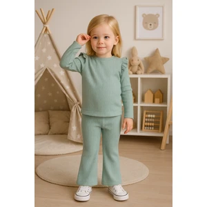 Kız Çocuk Kolları Fırfırlı Alt Üst Takım