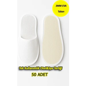 Tek Kullanımlık Eva Kalite Spa & Otel Terliği – 50'li Paket | Hijyenik, Kaymaz Tabanlı, Unisex