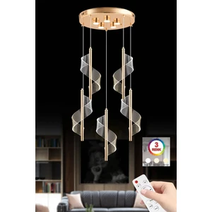 Istanbul Avize Mira 5'li Gold 3 Renk Kumandalı Ledli Lüx Avize