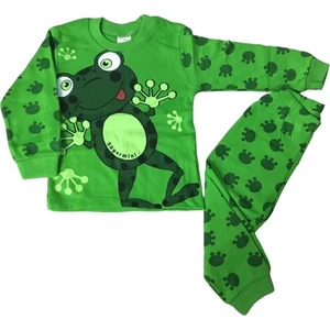 Yeşil Renk  Kurbağa Desenli %100 Pamuk Pijama Takımı