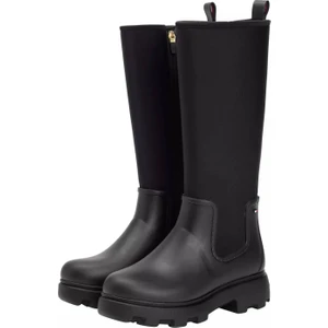 Kadın Warm Lined Fermuarlı Uzun Yağmur Çizmesi - Siyah