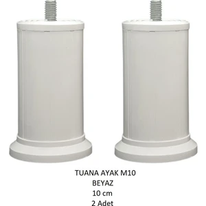 10 cm Beyaz Baza, Yatak, Koltuk, Kanepe Ayağı Civatalı M10 (Kalın Diş) (2 Adet)