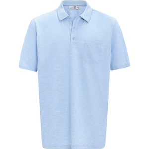 Saks Mavi Regular Armürlü Polo Yaka Tişört