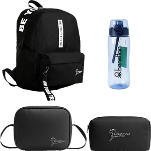 Louisiana Polo Okul Seti – Çanta + Termal Beslenme + Kalemlik + Mavi Matara Beyaz 1140