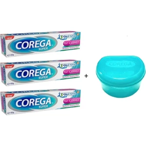 Süper Diş Protez Yapıştırıcı Krem Tat Içermez 40 gr 3 Adet + Protez Saklama Kabı