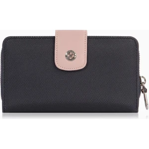 Cengiz Pakel Orta Boy Çıtçıt Detaylı Kadın Cüzdan – 65298L - Lacivert/pudra