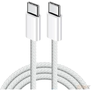 60W iPhone Uyumlu 15 - 16 - Pro - Pro Max Hasır Hızlı Şarj Kablosu (Type-C To Type-C) Hasır Kablo