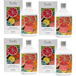 Kolonya Greyfurt & Sicilya Portakalı 4 Adet (4X250 Ml, 80 Derece, Cam Şişe)