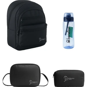 Louisiana Polo Okul Seti – Çanta + Termal Beslenme + Kalemlik + Mavi Matara Beyaz 2456