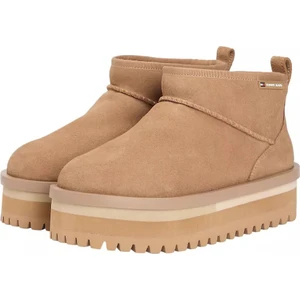 Kadın Süet Platform Tabanlı Kar Botu - Bej