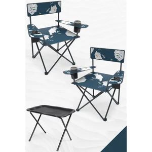 Qufi Katlanır Kamp Piknik Sandalyesi Rejisör Koltuğu - 2 Adet Mavi