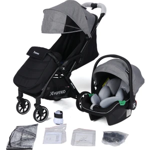 Wow Kabin Boy Tek Elle Kolay Katlanır Travel Bebek Arabası Autofold Grey Black