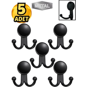 Metal Boncuk Askı Siyah Duvar Tipi – 5’li