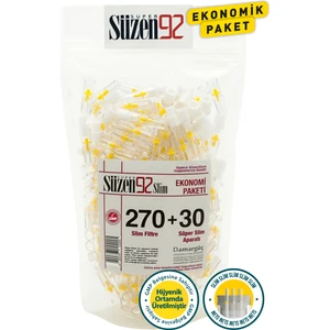 Süzen 92 270 Slim Sigara Filtresi Ağızlık + 30 Ultra Slim Adaptör Ekonomik Paket