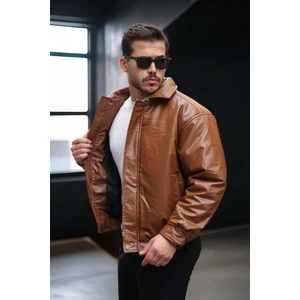 Oversize Premium Deri Ceket/mont - Taba