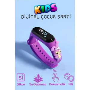 Mor Çocuk Kol Saati, Su Geçirmez, Led, Silikon, Dokunmatik, Süper Kahraman Figürlü