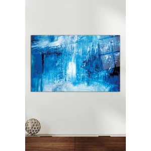 Soyut Mavi Tasarım Yatay Cam Tablo, Modern Ev Ofis Dekoru, Hediyelik Duvar Dekorasyonu, Kırılmaz Cam