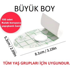 Tekno İstanbul 100'LÜ Su Geçirmez Yapışkanlı Kulak Koruyucu Tek Kullanımlık Su Geçirmez Bant Yüzme Duş Kuaför Bantı