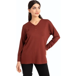 Mutlu City Kadın Orta Yaş ve Üzeri V Yaka Likralı Viskoz Anne Penye Bluz 140