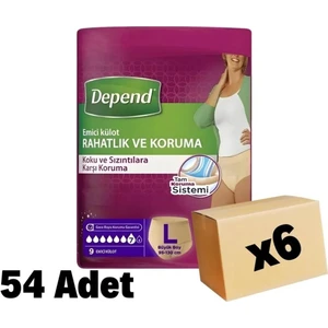 Emici Külot Kadın Büyük Boy L 9'lu 6 Paket