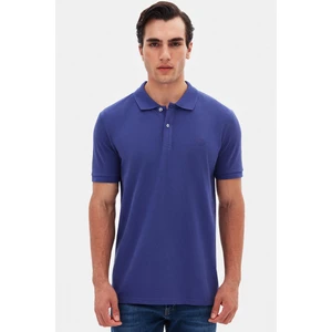 Ds Damat Regular Fit Mor %100 Pamuklu Uzun Ömürlü Kıvrılmaz Polo Yaka Nakışlı T-Shirt