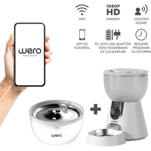 2in1 Kameralı, Wi-Fi Destekli Akıllı Otomatik Kedi & Köpek Mama ve Su Kabı Seti (Fw2-C)