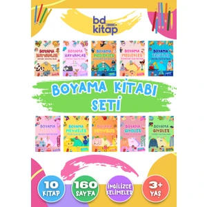 BD Kitap Çocuklar Için 10’lu Boyama Kitabı Seti - Ingilizce Kelimeler - 10 Kitap - 160 Sayfa