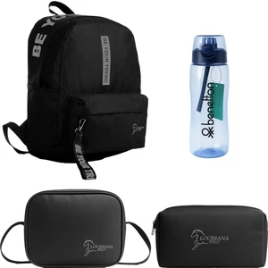 Louisiana Polo Okul Seti – Çanta + Termal Beslenme + Kalemlik + Mavi Matara Füme 1140