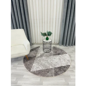 Bej Renk Geometrik Desen Kaymaz Taban Yolluk Halı