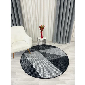 Gri Renk Geometrik Desen Kaymaz Taban Yolluk Halı
