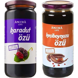 Ancora Life 2'li Avantaj Paketi - Karadut Özü, Keçiboynuzu Özü - Şeker İlavesiz Soğuk Sıkım 640 Gr x 2 Adet
